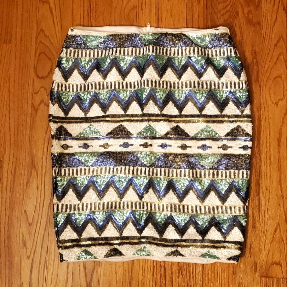 Lily White | Sequin Zigzag Pencil Skirt